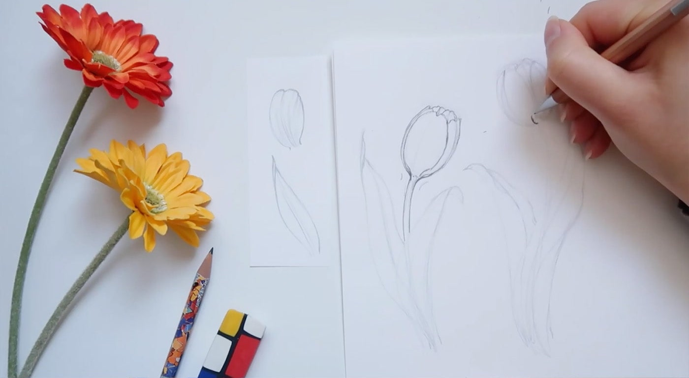 how to draw a flower step by step with pencil for beginners
