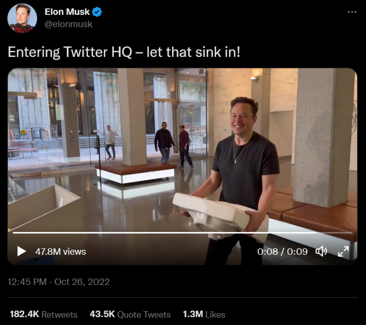 Elon Musk Brought a Sink to Twitter Headquarters as a Bit